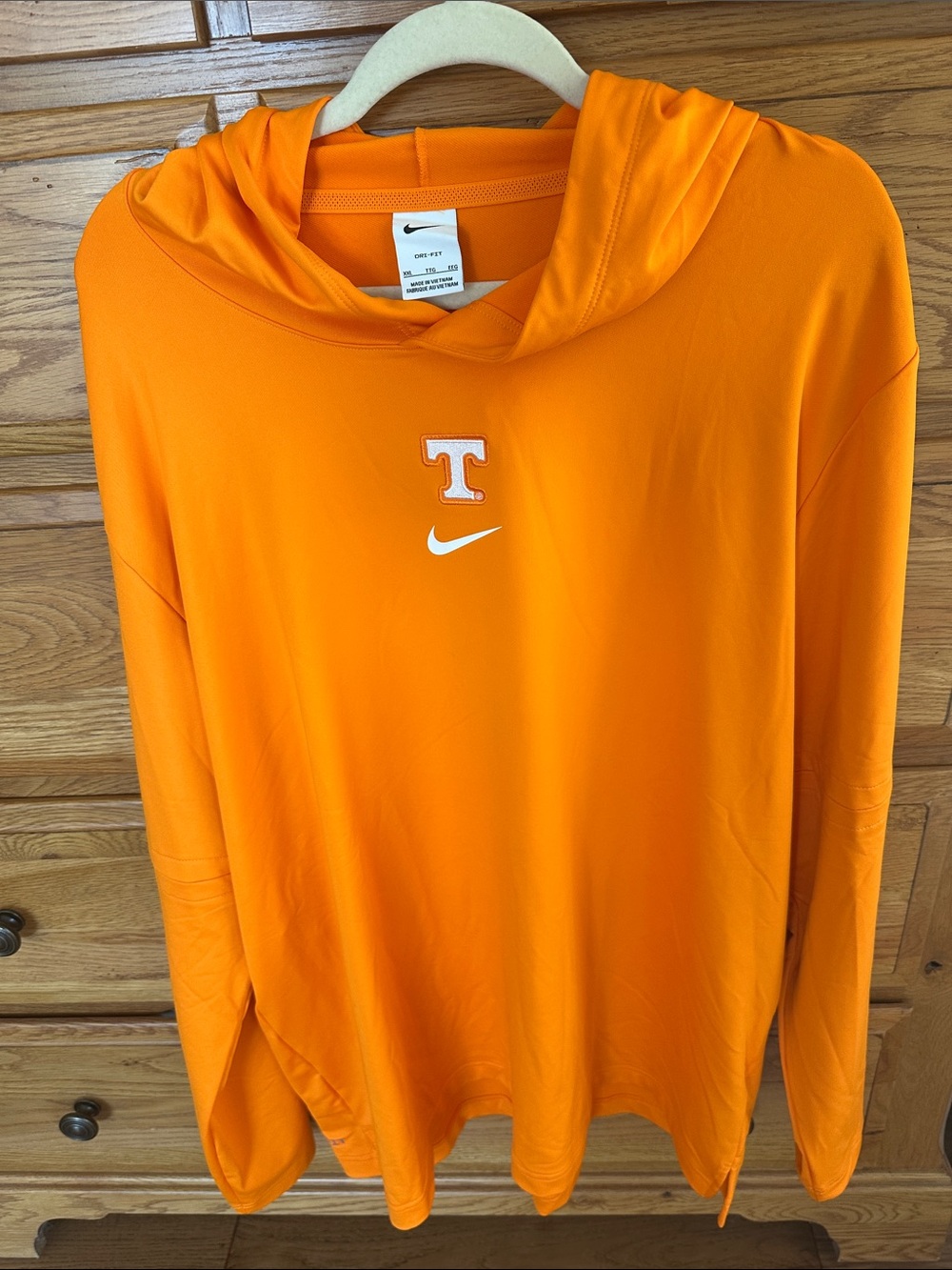Nike Orange Men’s Pullover Hoodie with White Swoosh and Embroidered T- Tennessee